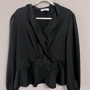 GRACE KARIN| black peplum blouse